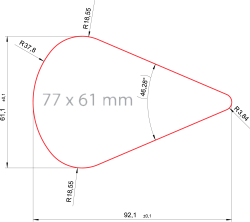 Платинка размером 77х61 мм